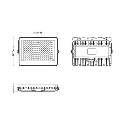 LED Prožektorius su saulės kolektoriumi FOCUS 100W/15000 mAh 3,2V 6000K IP65 + valdymo pultas