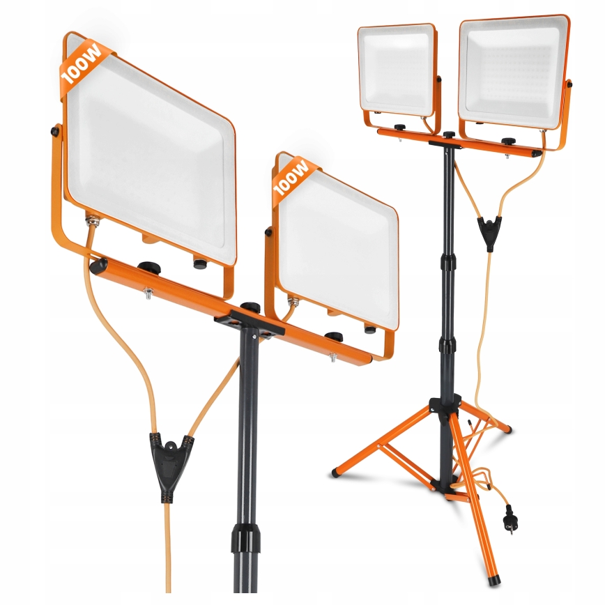 LED prožektorius su stovu 2xLED/100W/230V 4500K IP65 oranžinė