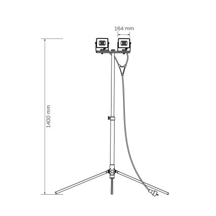 LED prožektorius su stovu 2xLED/30W/230V 6500K IP65 geltonas