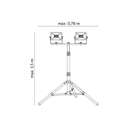 LED Prožektorius su stovu  2xLED/30W/230V IP65