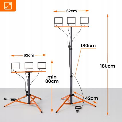 LED prožektorius su stovu 3xLED/50W/230V 4500K IP65 juodas/oranžinis