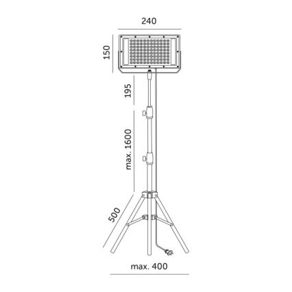 LED Prožektorius su stovu augalams auginti FIRON LED/45W/230V IP54 juoda
