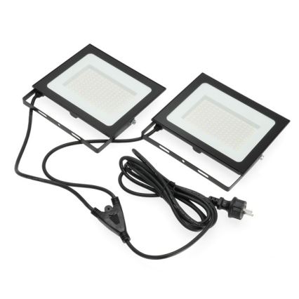 LED Prožektorius su stovu TIGRA 2xLED/100W/230V 4000K IP54 juoda/geltona