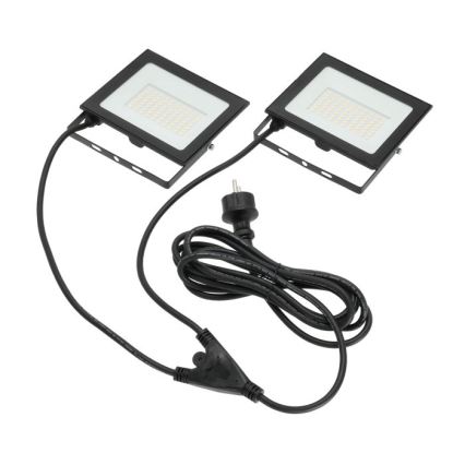 LED Prožektorius su stovu TIGRA 2xLED/50W/230V 4000K IP54 juoda/geltona