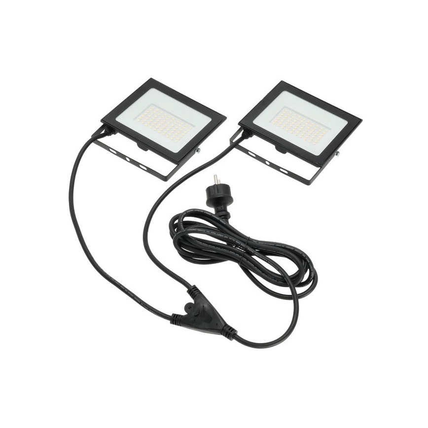 LED Prožektorius su stovu TIGRA 2xLED/50W/230V 4000K IP54 juoda/geltona