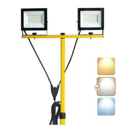 LED Prožektorius su stovu TIGRA 2xLED/50W/230V 4000K IP54 juoda/geltona