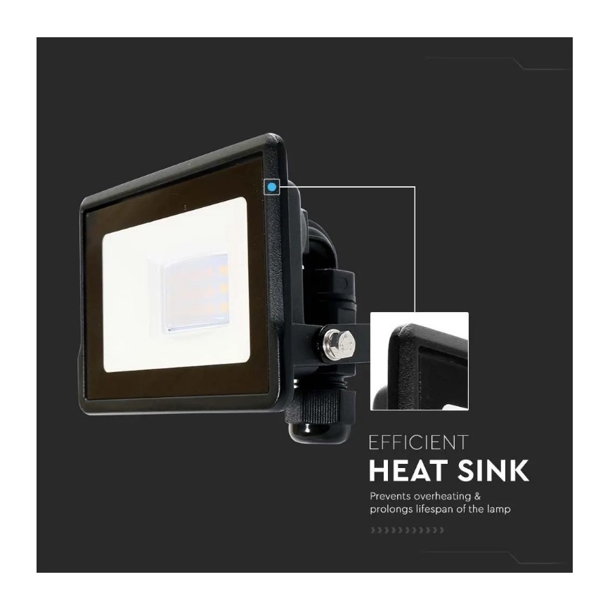 LED Prožektorius su tiesiogine jungtimi SAMSUNG CHIP LED/10W/230V IP65 6500K juodas