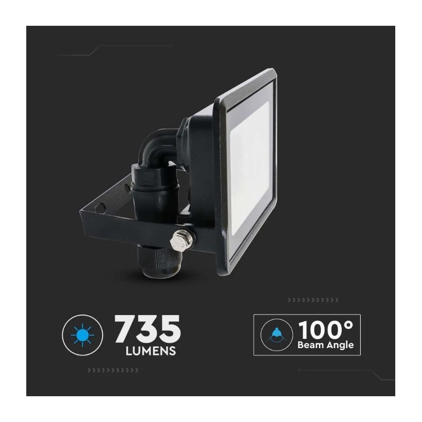LED Prožektorius su tiesiogine jungtimi SAMSUNG CHIP LED/10W/230V IP65 6500K juodas