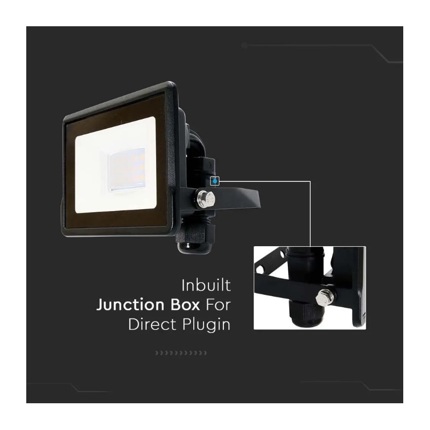 LED Prožektorius su tiesiogine jungtimi SAMSUNG CHIP LED/10W/230V IP65 6500K juodas