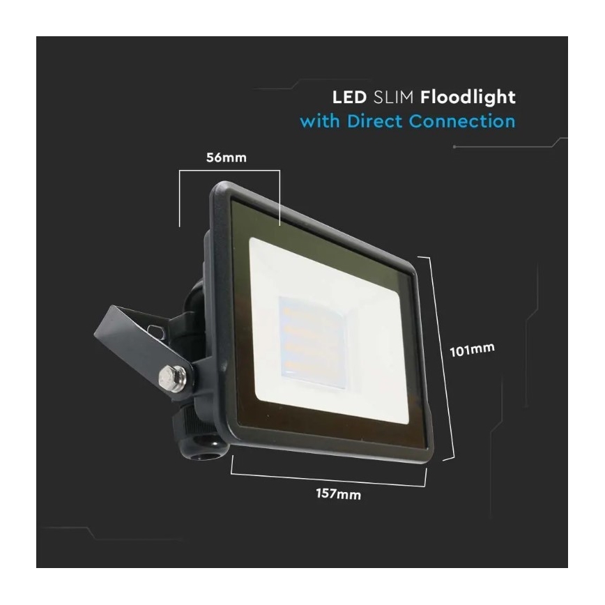 LED Prožektorius su tiesioginiu prijungimu SAMSUNG CHIP LED/20W/230V IP65 6500K