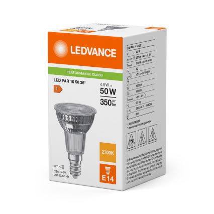 LED reflektorinė lemputė PAR16 E14/4,5W/230V 2700K 36° - Ledvance