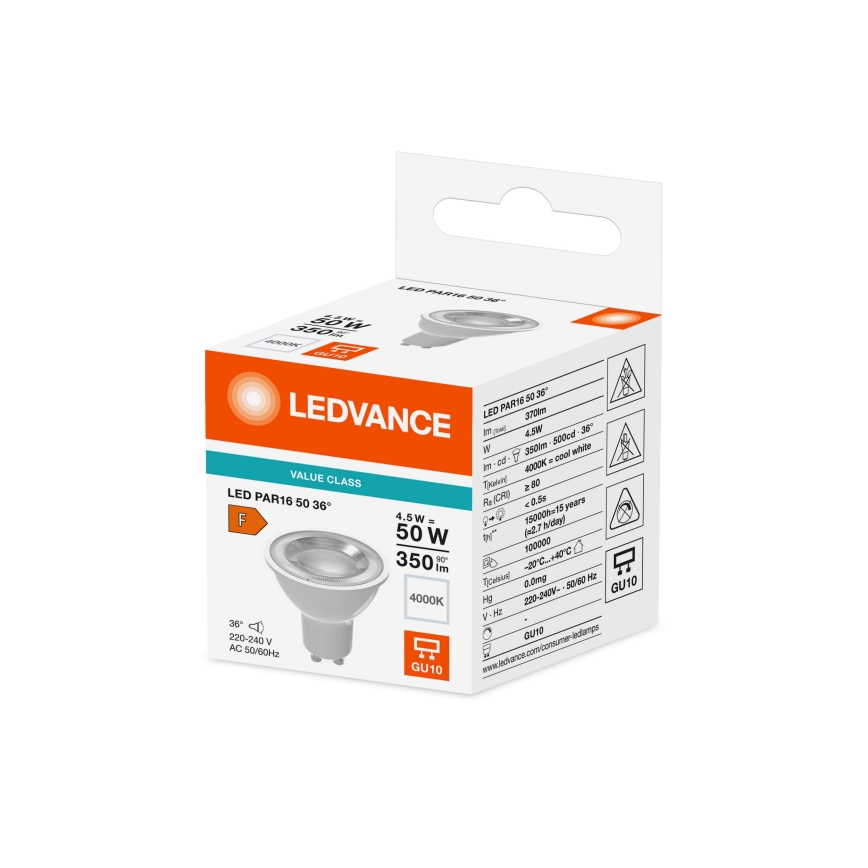 LED reflektorinė lemputė PAR16 GU10/4,5W/230V 4000K 36° - Ledvance