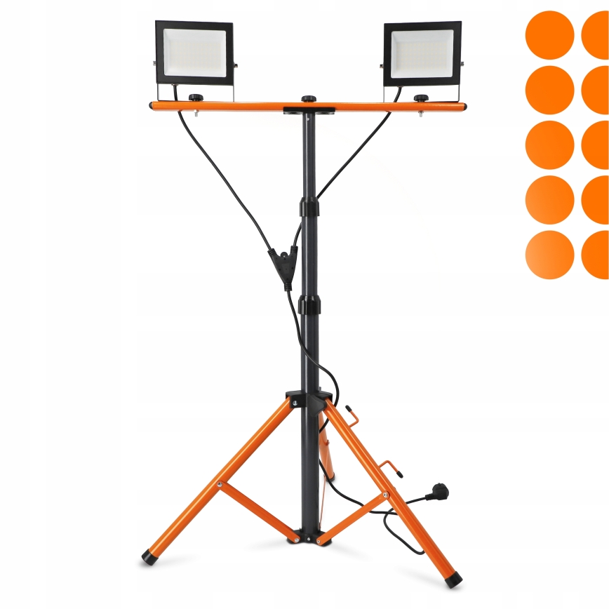 LED reflektorius su stovu 2xLED/50W/230V 4500K IP65 juoda/oranžinė