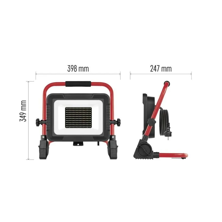 LED reflektorius su stovu ELION LED/100W/230V 4000K IP65 raudona/juoda