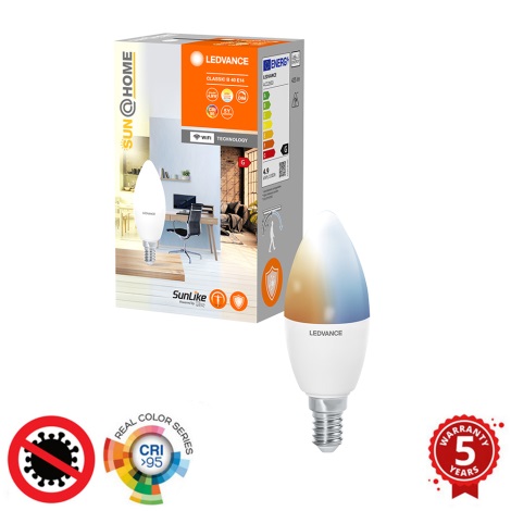LED Reguliuojama antibakterinė lemputė B40 E14/4,9W/230V Wi-Fi - Ledvance