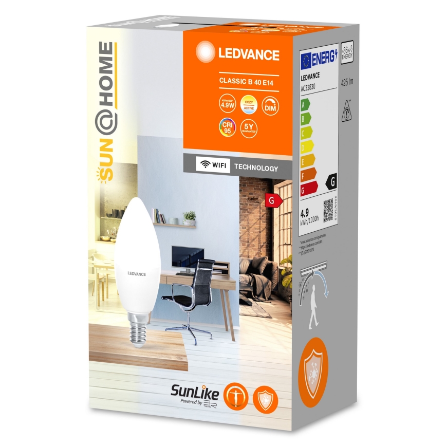 LED reguliuojama antibakterinė lemputė B40 E14/4,9W/230V Wi-Fi - Ledvance
