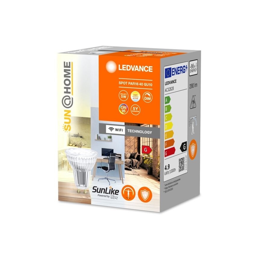LED Reguliuojama antibakterinė lemputė PAR16 GU10/4,9W/230V Wi-Fi - Ledvance