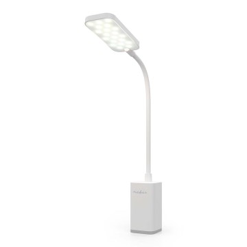 LED reguliuojama įkraunama jutiklinė lanksti stalinė lempa su spaustuku LED/5W/1200 mAh balta