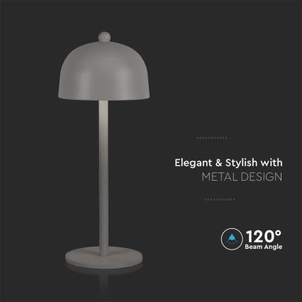 LED reguliuojama įkraunama jutiklinė stalinė lempa LED/1W/5V 3000-6000K 1800 mAh pilka