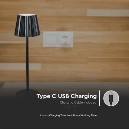 LED reguliuojama įkraunama jutiklinė stalinė lempa LED/4W/5V 3000-6000K 1800 mAh juoda