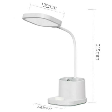 LED Reguliuojama įkraunama stalinė lempa su laikikliu ir maitinimo bloku LED/5W/5V 2400mAh