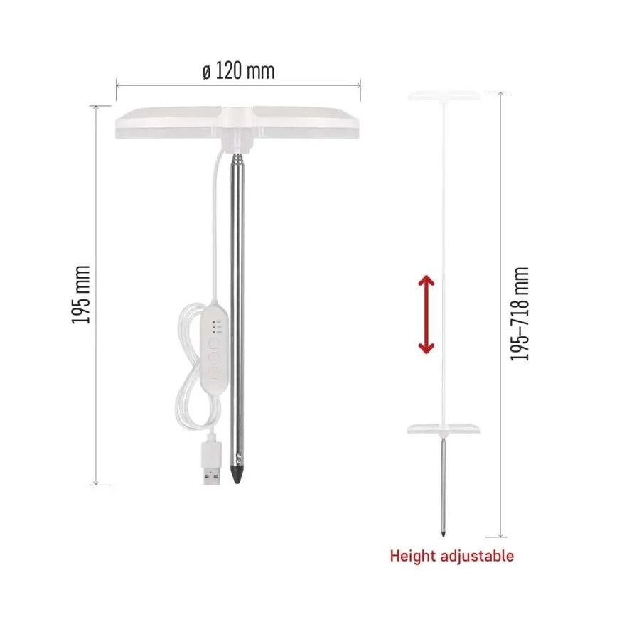LED reguliuojama interjero lempa augalų auginimui GROW LED/8W/5V