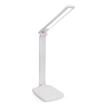 LED Reguliuojama jutiklinė stalinė lempa su belaidžiu įkrovikliu ir USB prievadas REMUS LED/5W/230V balta