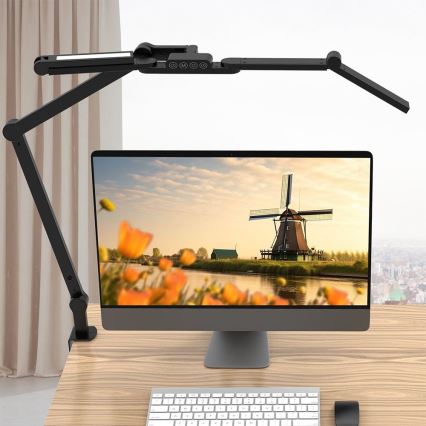 LED reguliuojama jutiklinė lanksčioji stalinė lempa POINTIQ LED/24W/230V 3000-6500K CRI 92 juoda