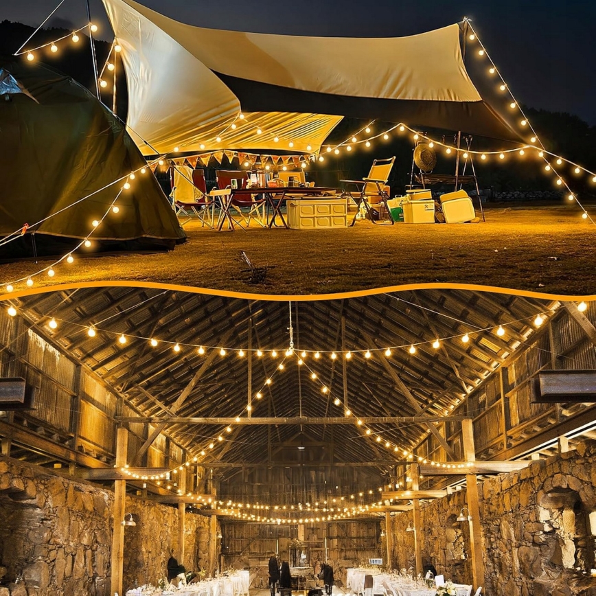 Reguliuojama LED lauko dekoratyvinė girlianda 25xE12/1W/24/230V 17,5 m IP65 juoda + nuotolinio valdymo pultas