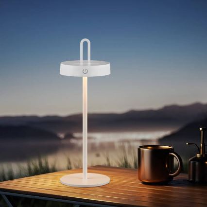 LED Reguliuojama lauko įkraunama jutiklinė stalinė lempa SHINE LED/1,5W/3,7V 3000 mAh IP44 balta