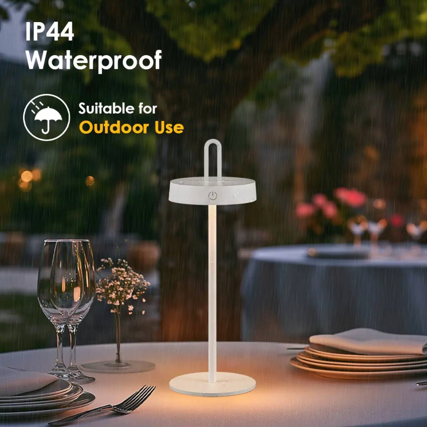 LED Reguliuojama lauko įkraunama jutiklinė stalinė lempa SHINE LED/1,5W/3,7V 3000 mAh IP44 balta