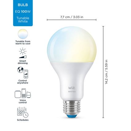 LED Reguliuojama lemputė A67 E27/13W/230V 2700-6500K CRI 90 Wi-Fi - WiZ