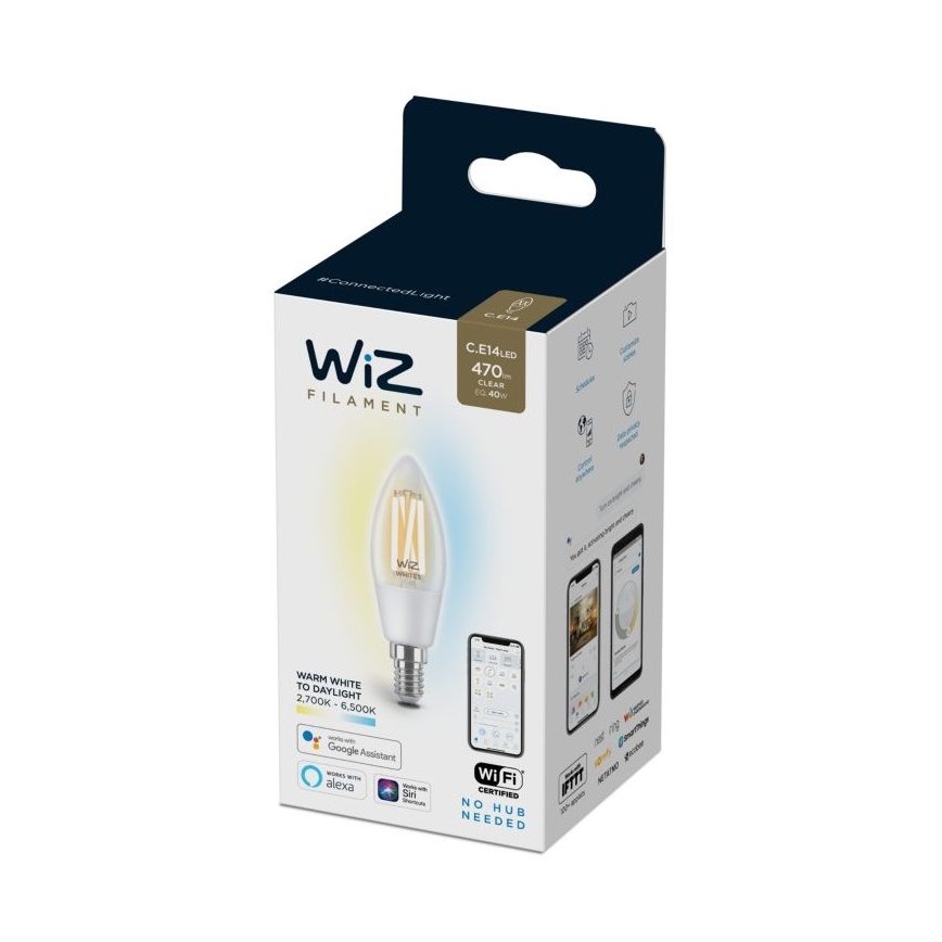 LED Reguliuojama lemputė FILAMENT C35 E14/4,9W/230V 2700-6500K CRI 90 Wi-Fi - WiZ