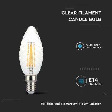 LED Reguliuojama lemputė FILAMENT E14/4W/230V 3000K