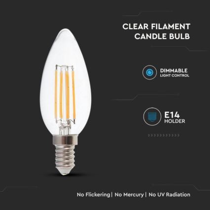 LED Reguliuojama lemputė FILAMENT E14/4W/230V 3000K