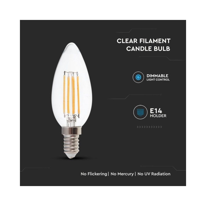LED Reguliuojama lemputė FILAMENT E14/4W/230V 3000K