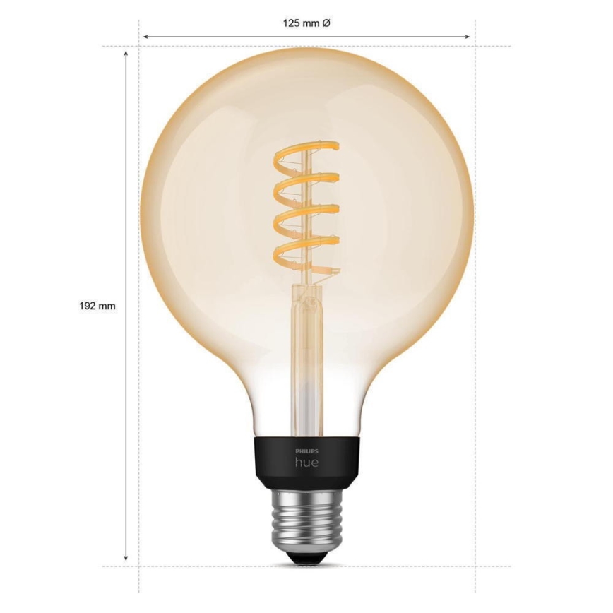 LED Reguliuojama lemputė Philips Hue WHITE AMBIANCE G125 E27/7W/230V 2200-4500K