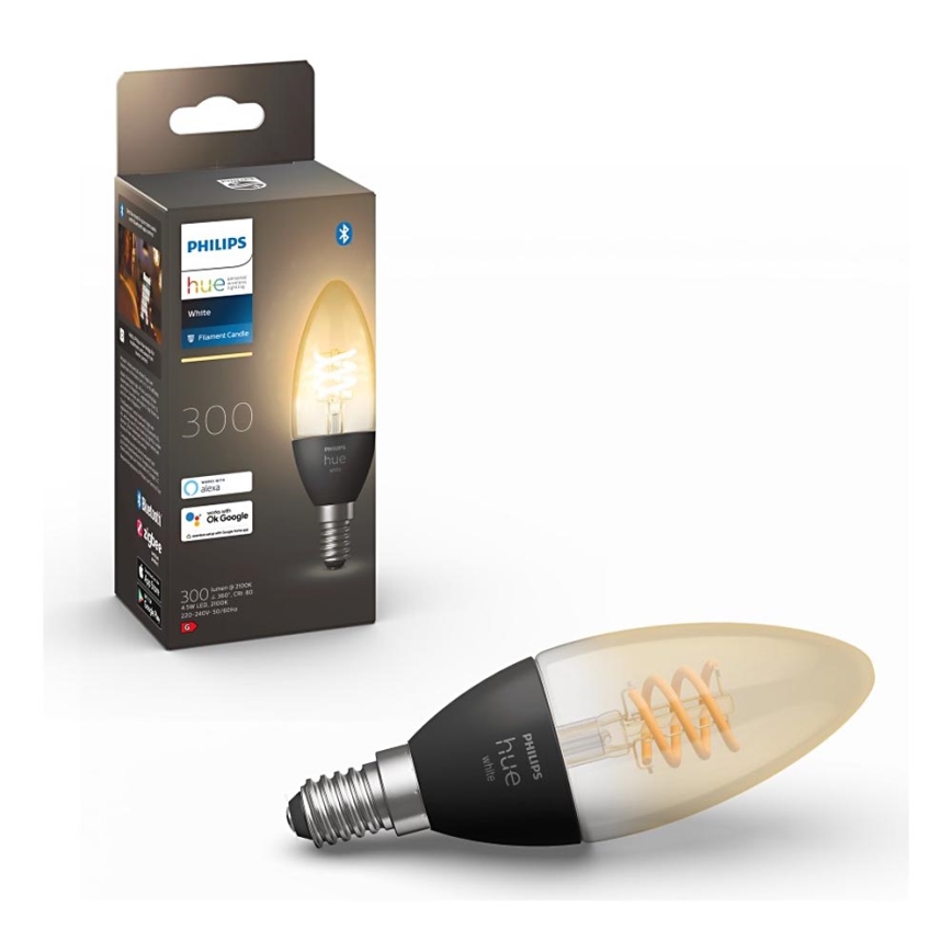 LED Reguliuojama lemputė Philips Hue WHITE FILAMENT E14/4,5W/230V 2100K