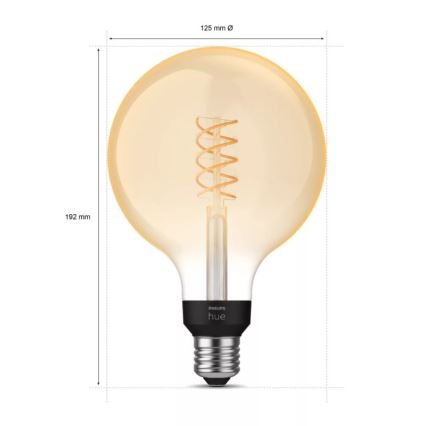 LED Reguliuojama lemputė Philips Hue WHITE FILAMENT G125 E27/7W/230V 2100K