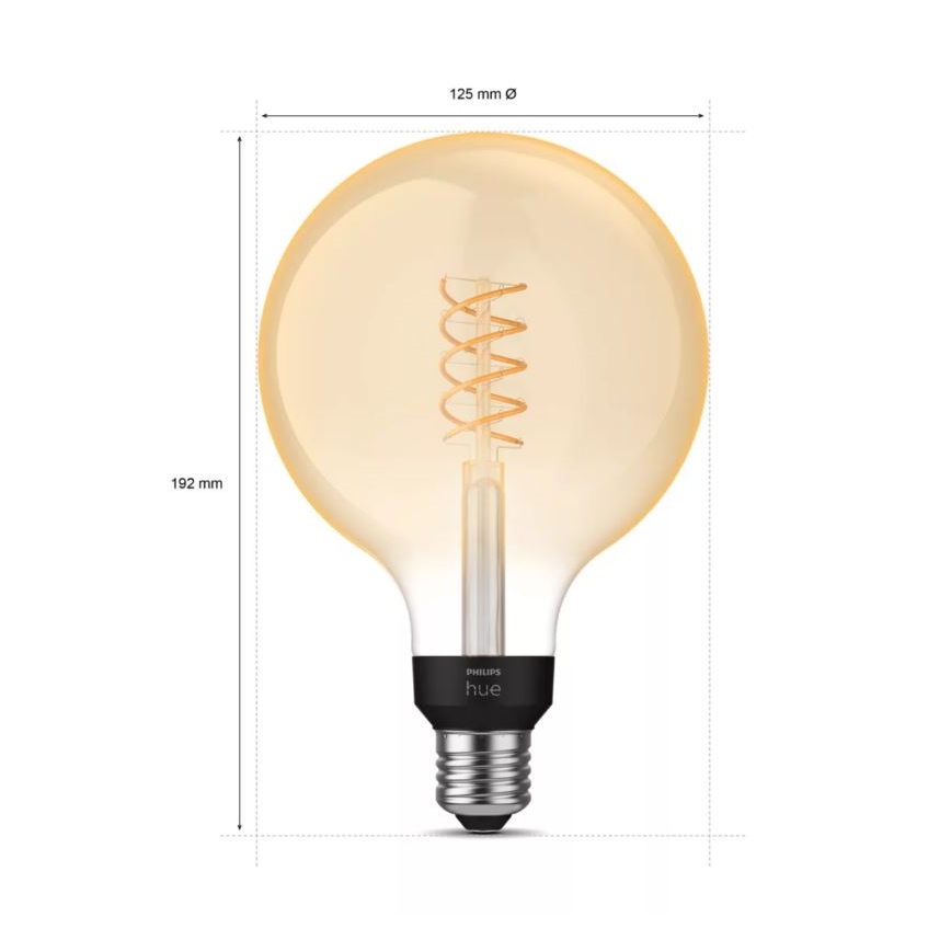 LED Reguliuojama lemputė Philips Hue WHITE FILAMENT G125 E27/7W/230V 2100K