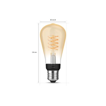 LED Reguliuojama lemputė Philips Hue WHITE FILAMENT ST64 E27/7W/230V 2100K