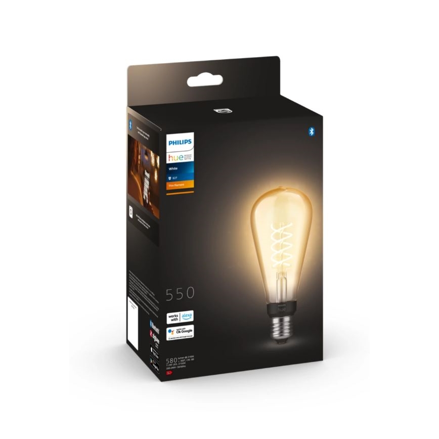 LED Reguliuojama lemputė Philips Hue WHITE FILAMENT ST72 E27/7W/230V 2100K