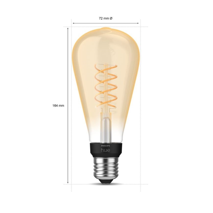 LED Reguliuojama lemputė Philips Hue WHITE FILAMENT ST72 E27/7W/230V 2100K
