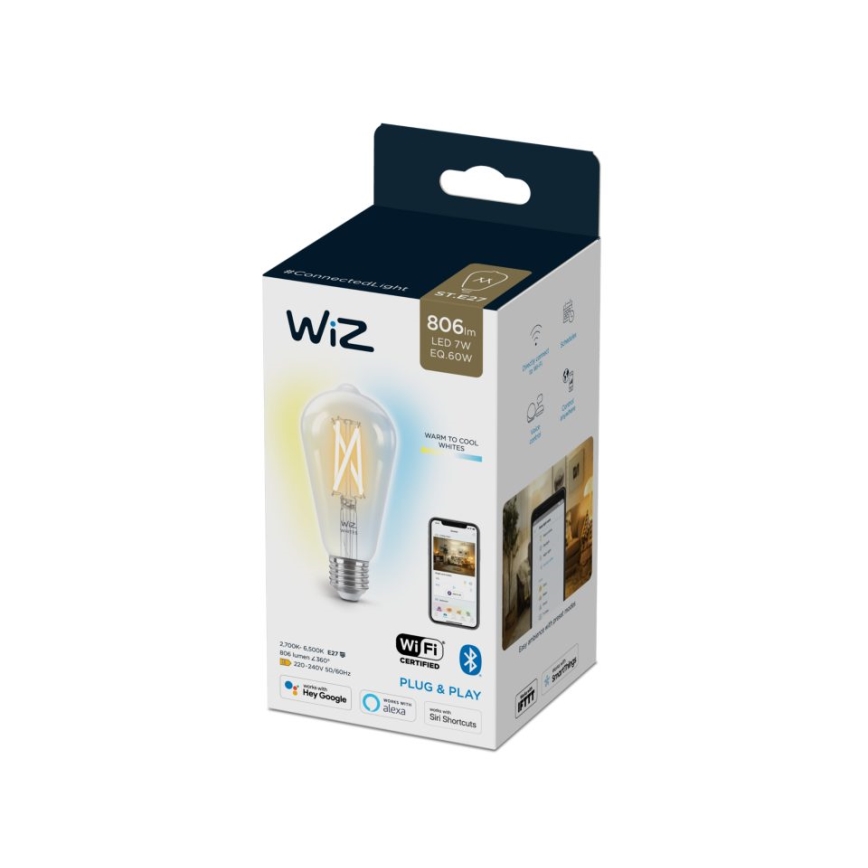 LED Reguliuojama lemputė FILAMENT ST64 E27/6,7W/230V 2700-6500K CRI 90 Wi-Fi - WiZ