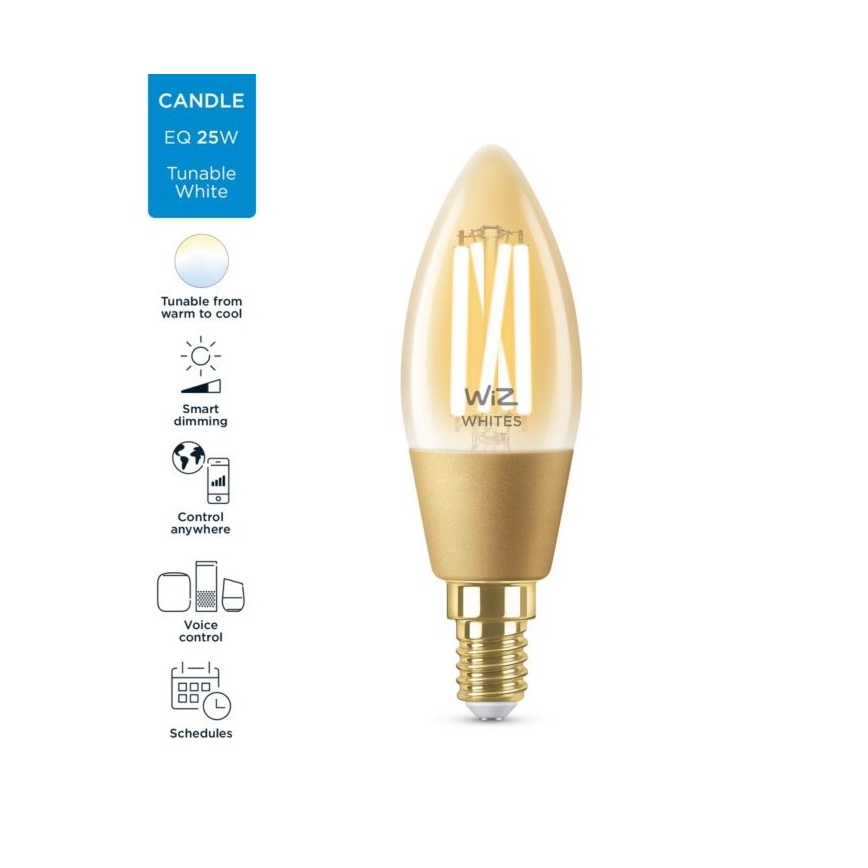 LED Reguliuojama lemputė  VINTAGE FILAMENT C35 E14/4,9W/230V 2000-5000K CRI 90 Wi-Fi - WiZ