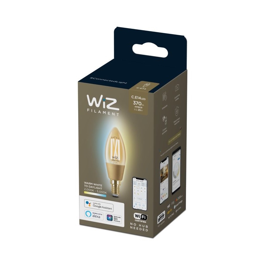 LED Reguliuojama lemputė  VINTAGE FILAMENT C35 E14/4,9W/230V 2000-5000K CRI 90 Wi-Fi - WiZ