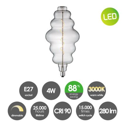LED reguliuojama lemputė VINTAGE EDISON E27/4W/230V 3000K CRI 90
