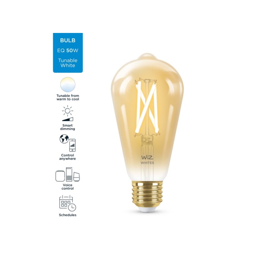 LED Reguliuojama lemputė VINTAGE FILAMENT ST64 E27/7W/230V 2000-5000K CRI 90 Wi-Fi - WiZ