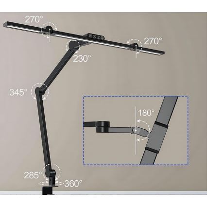LED reguliuojama liečiama lanksčioji stalinė lempa LED/24W/230V 3000-6500K CRI 92 juoda