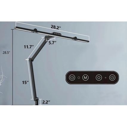 LED reguliuojama liečiama lanksčioji stalinė lempa LED/24W/230V 3000-6500K CRI 92 juoda